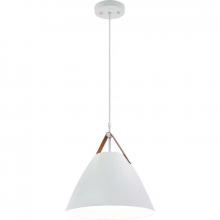  LCFN-MCT5-WH - 14in NORDIC DESIGN PENDANT WITH LEATHER STRAP 4FT SUSP. CORD 25W 1400LM 5CCT CR90 WH