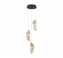  10162-018-02 - Sorrento, 3 Light LED Pendant, Amber, Black Canopy