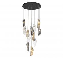  10164-023-02 - Sorrento, 12 Light round LED Chandelier, Mixed, Black Canopy