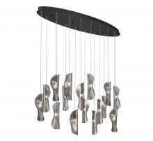  10172-019-02 - Sorrento, 16 Light Oval LED Chandelier, Smoke, Black Canopy