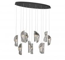  12034-019-02 - Sorrento, 12 Light Oval LED Chandelier, Smoke, Black Canopy