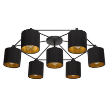  97895A - 7x40W Celing Light With Black Finish & Black Exterior & Gold Interior Shades