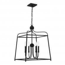  2244-BF_NOSHADE - Libby Langdon Sylvan 4 Light Black Forged Lantern Chandelier