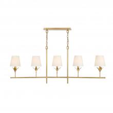  537-GA - Broche 5 Light Antique Gold Linear Chandelier