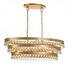  6107-GA - Perla 6 Light Antique Gold Linear Chandelier