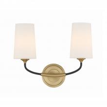  NIL-70012-BF-MG - Niles 2 Light Black Forged + Modern Gold Sconce