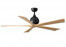  IR5-BK-LM-60 - Irene-5 five-blade paddle fan in Matte Black finish with 60" with light maple blades.