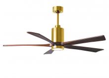  PA5-BRBR-WA-60 - Patricia-5 five-blade ceiling fan in Brushed Brass finish with 60” solid walnut tone blades and