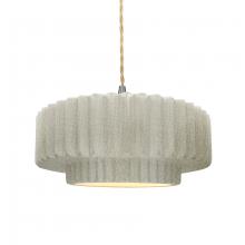  CER-6553-CRK-NCKL-BEIG-TWST - Medium Tier Pleated 1-Light Pendant