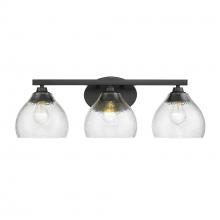 Golden 1094-BA3 BLK-HCG - Ariella BLK 3 Light Bath Vanity in Matte Black with Hammered Clear Glass Shade