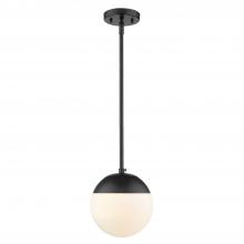 Golden 3218-S BLK-BLK - Dixon Small Pendant in Matte Black with Opal Glass and Matte Black Cap