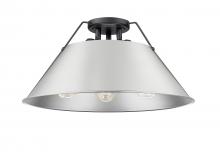 Golden 3306-3FM BLK-PW - Orwell 3-Light Flush Mount in Matte Black with Pewter