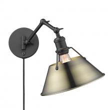 Golden 3306-A1W BLK-AB - Orwell Articulating Wall Sconce in Matte Black with Aged Brass