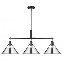 Golden 3306-LP BLK-CH - Orwell 3-Light Linear Pendant in Matte Black with Chrome