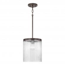  356211OR - 1-Light Pendant in Oil Rubbed Bronze with Clear Beveled Fluted Glass