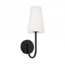  655211MB-550 - 1-Light Armed Sconce in Matte Black with Tapered Soft White Glass