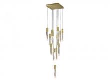  HF1905-13-AP-BB-C - The Original Aspen Collection Brushed Brass 13 Light Pendant Fixture with Clear Crystal