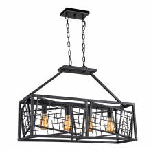  CD10194-4-RI - 4-Light 33" Rectangular Cage Chandelier