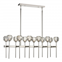  CD10304-12-PN - 12-Light 48" Linear Polished Nickel Crystal Chandelier