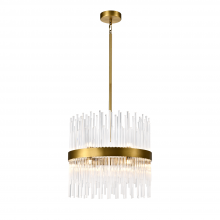  CD10404-12-P-AGB - 12-Light 18" Sleek Aged Brass Banded Crystal Drum Chandelier