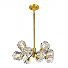  CD10506-12-AGB - 12-Light 24" Modern Sputnik Aged Brass Crystal Chandelier