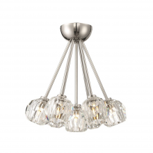  FM60050-7-PN - 7-Lighting 15" Polished Nickel Clustered Crystal Semi-Flush Mount