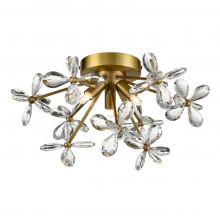  FM60053-3-AGB - 3-Light Floral Crystal Pedal Sputnik Aged Brass Flush Mount