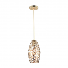  MP40024-1-SG - 1-Light 6" Organic Matte Gold Metal Convex Shade Mini Pendant