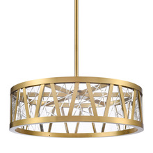  P11519-LED-AGB - LED 3CCT 30" Thick Engraved Crystals Aged Brass Drum Pendant Light