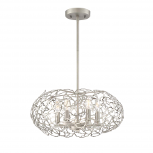  P30039-6-SN - 6-Light 18" Organic Satin Nickel Oval Shade Pendant Light