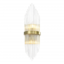  WS70048-2-AGB - 2-Light 24" Sleek Aged Brass Banded Vertical Crystal Wall Sconce