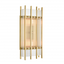  WS70050-2-AGB - 2-Light Fluted Glass Panel Aged Brass Vertical Wall Sconce