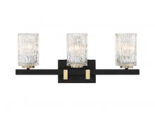  V6-L8-3601-3-143 - Keene 3-Light Bathroom Vanity Light in Matte Black with Warm Brass Accents