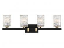  V6-L8-3601-4-143 - Keene 4-Light Bathroom Vanity Light in Matte Black with Warm Brass Accents