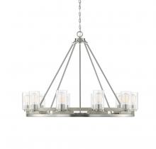  V6-L1-7602-10-165 - Lynwood 10-Light Chandelier in Satin Nickel with Greywood