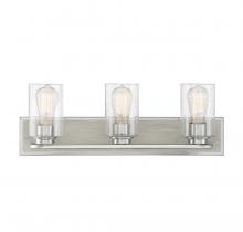  V6-L8-7609-3-165 - Sheppard 3-Light Bathroom Vanity Light in Satin Nickel with Greywood