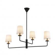  CH497445MBWL - Bridgette 45-in Matte Black/White Linen Socket Chandelier