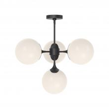  CH505426MBOP - Nouveau 26-in Matte Black/Opal Matte Glass 4 Lights Chandeliers