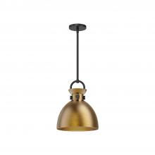  PD411311MBAG - Waldo 11-in Matte Black/Aged Gold 1 Light Pendant