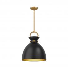  PD411314AGMB - Waldo 14-in Aged Gold/Matte Black 1 Light Pendant