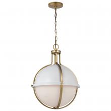  60/7665 - Lincoln; 1 Light Large Pendant; Medium Base; 60 Watt; Matte White Finish; White Opal Glass