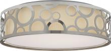  62/988R1 - LED Decor - 15" Filigree Flush with White Fabric Shade - Polished Nickel Finish