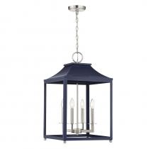  M30009NBLPN - 4-Light Pendant in Navy Blue with Polished Nickel