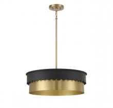  M7030MBKNB - 4-Light Pendant in Matte Black and Natural Brass